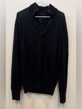 Banana Republic 100% Linen Shawl Collar Textured Knit Sweater Men’s Large Black